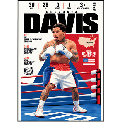 Gervonta Davis poster, American boxing wall art print in a home office - 98types