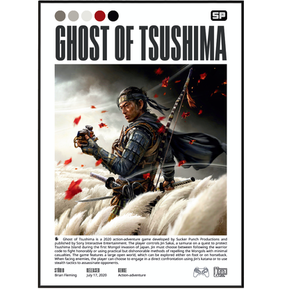 Ghost of Tsushima 2020 game poster — Jin Sakai samurai feudal Japan wall art print UK