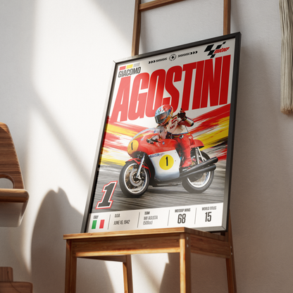 Giacomo Agostini MV Agusta 15x world champion motorcycle poster