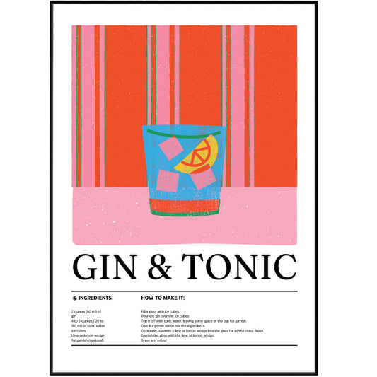 Gin & Tonic Cocktail Posters