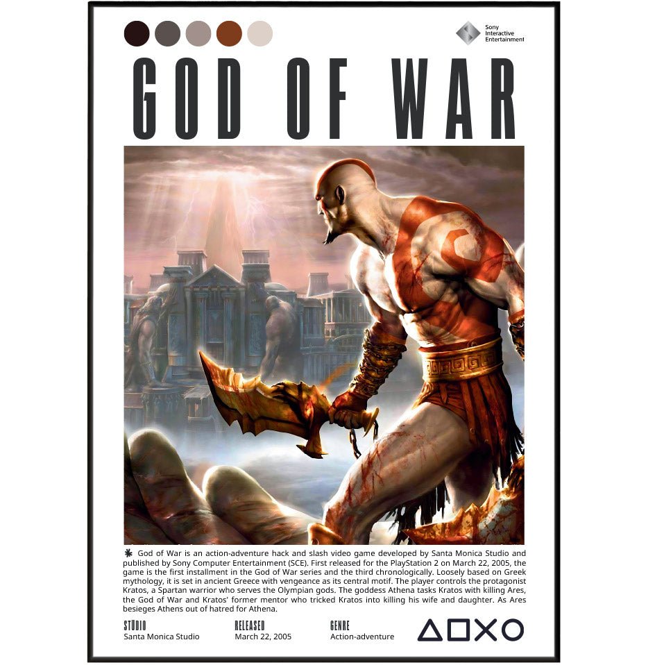 God of War 2018 game poster — Kratos Atreus Norse mythology Leviathan Axe wall art print UK
 - 98types