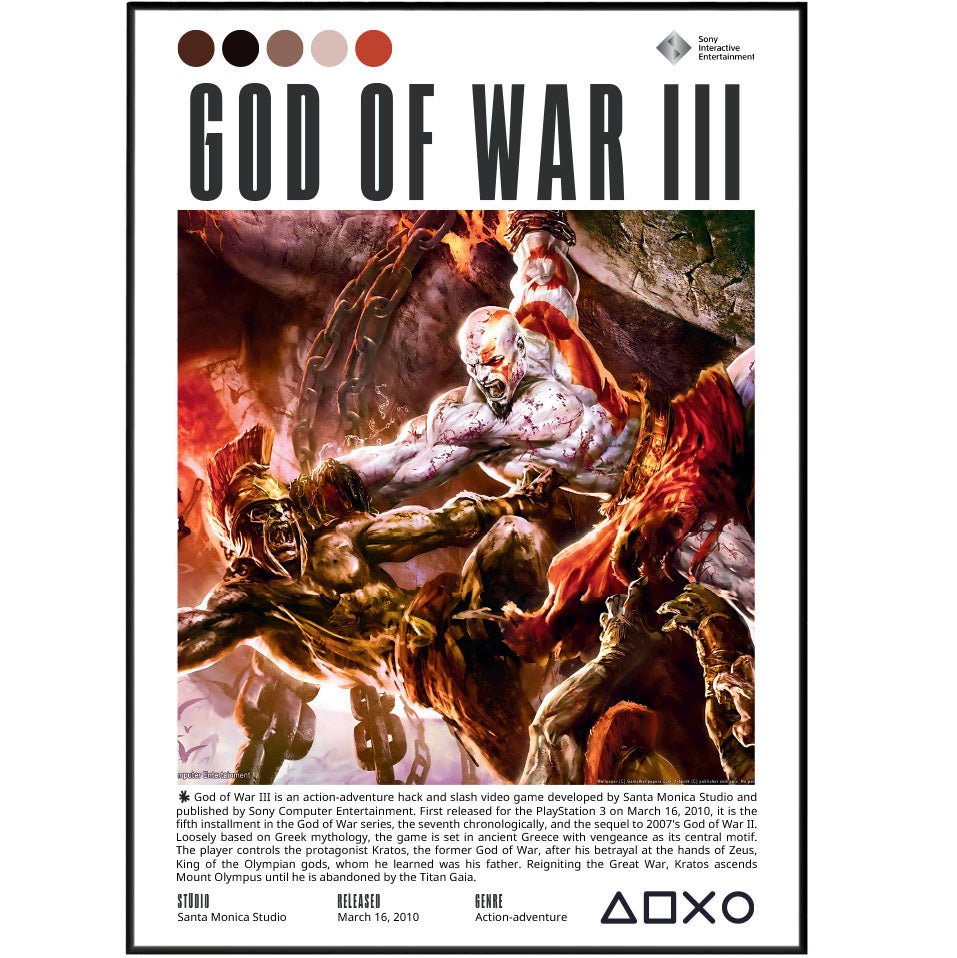God of War III 2010 game poster — Kratos Zeus Olympus Greek mythology PS3 wall art print UK
 - 98types