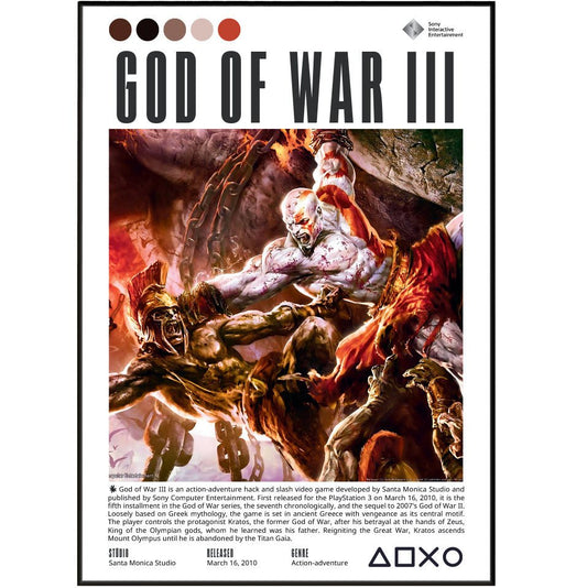 God of War III 2010 game poster — Kratos Zeus Olympus Greek mythology PS3 wall art print UK
 - 98types