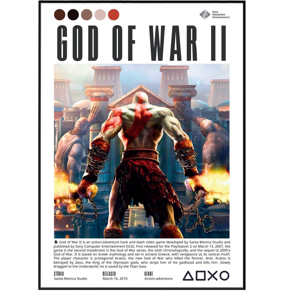 God of War II 2007 game poster — Kratos Atlas Sisters of Fate PS2 wall art print UK
 - 98types