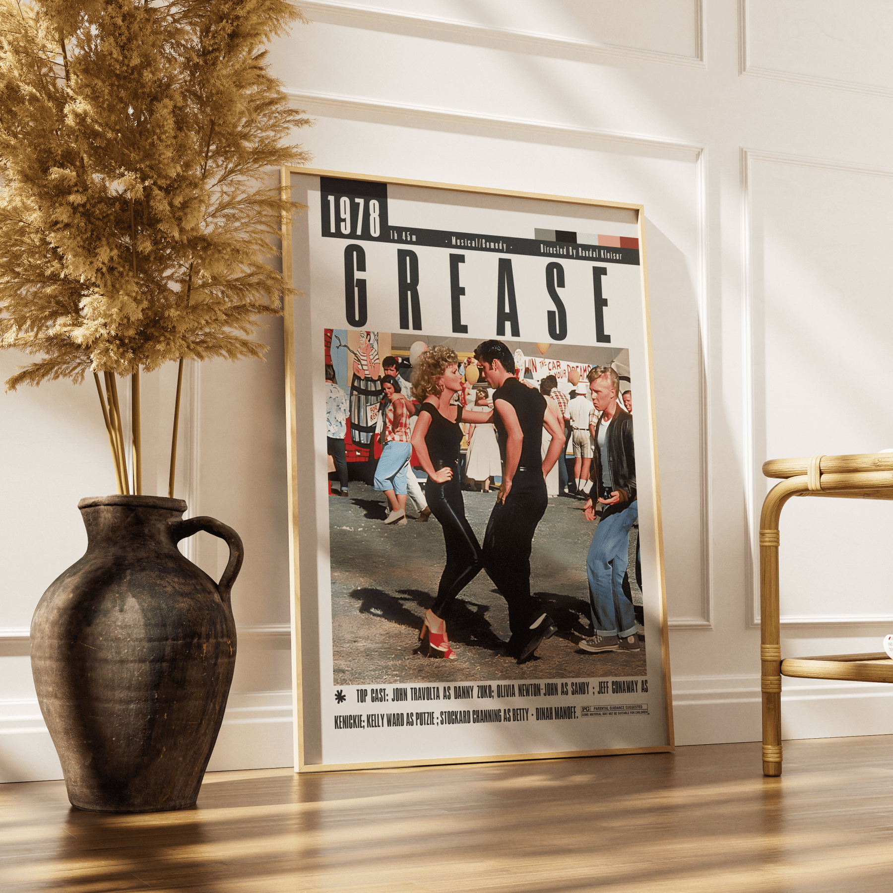 Grease 1978 musical film poster — Sandy Danny John Travolta Olivia Newton-John wall art print UK
