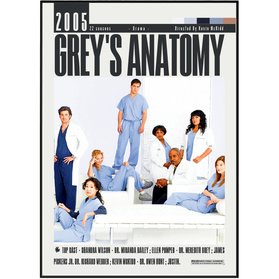 Grey’s Anatomy Poster – Medical Drama TV Art - 98 Types Studio