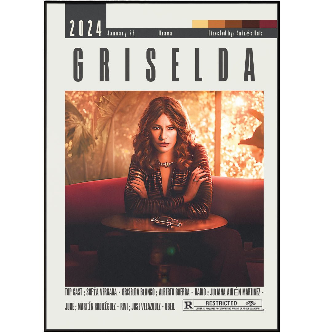 Griselda 2024 Netflix TV series poster — Sofia Vergara cocaine godmother wall art print UK
