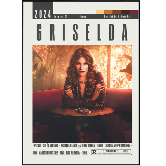 Griselda 2024 Netflix TV series poster — Sofia Vergara cocaine godmother wall art print UK
