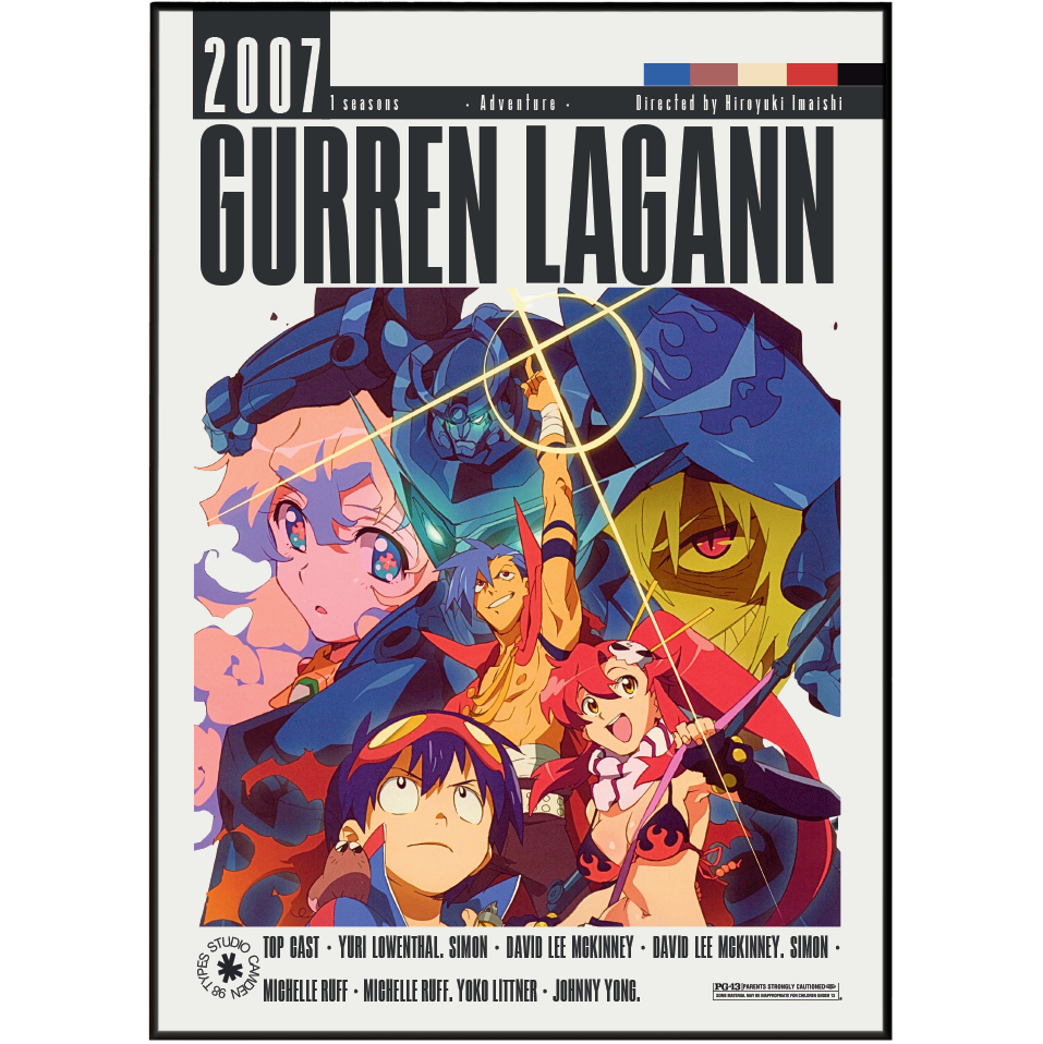 A comic book cover for Gurren Lagann, featuring illustrated anime characters and large title text on a white background with a thin black border.