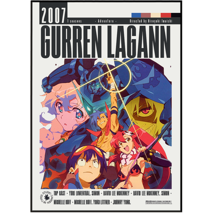 A comic book cover for Gurren Lagann, featuring illustrated anime characters and large title text on a white background with a thin black border.
