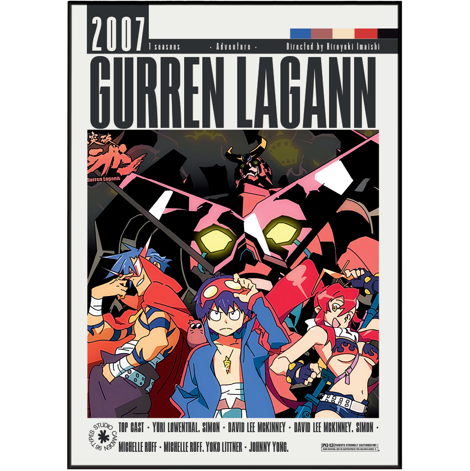 Front cover of the graphic novel/comic book '2007: Gurren Lagann' featuring anime-style artwork with multiple characters and a large pink and black mecha figure against a dark background.