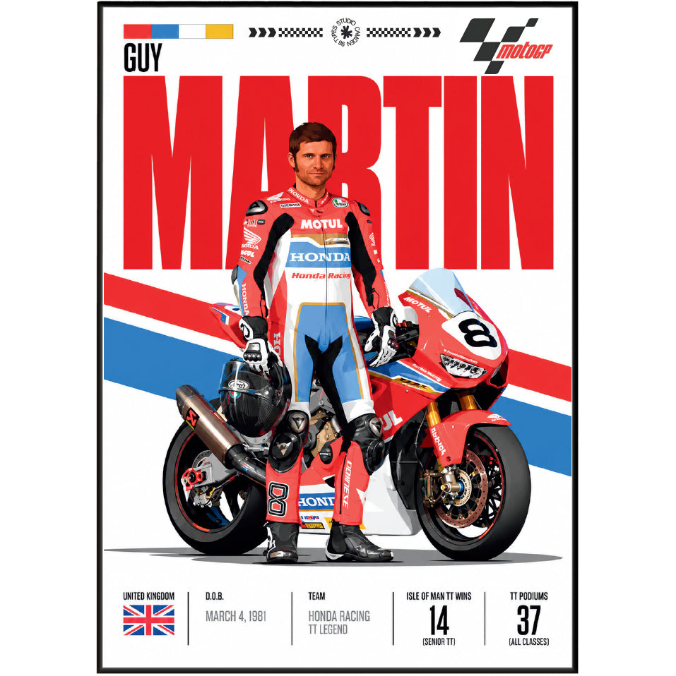Guy Martin road racing legend motorcycle poster by 98types