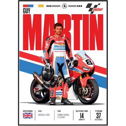 Guy Martin road racing legend motorcycle poster by 98types
