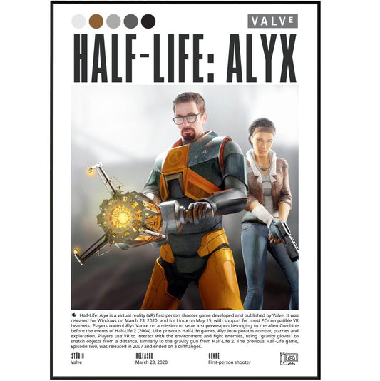 Half-Life Alyx 2020 game poster — Valve Alyx Vance VR Combine City 17 wall art print UK - 98types
