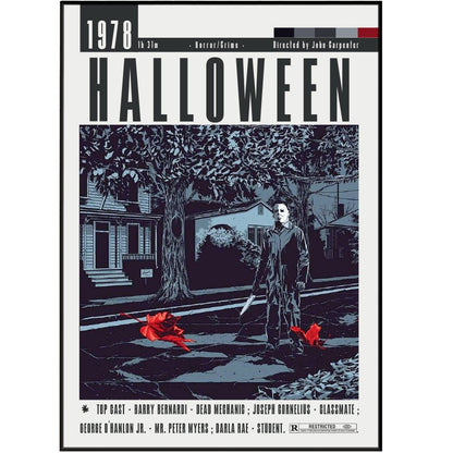 Halloween 1978 horror film poster — John Carpenter Michael Myers Jamie Lee Curtis Haddonfield wall art print UK
