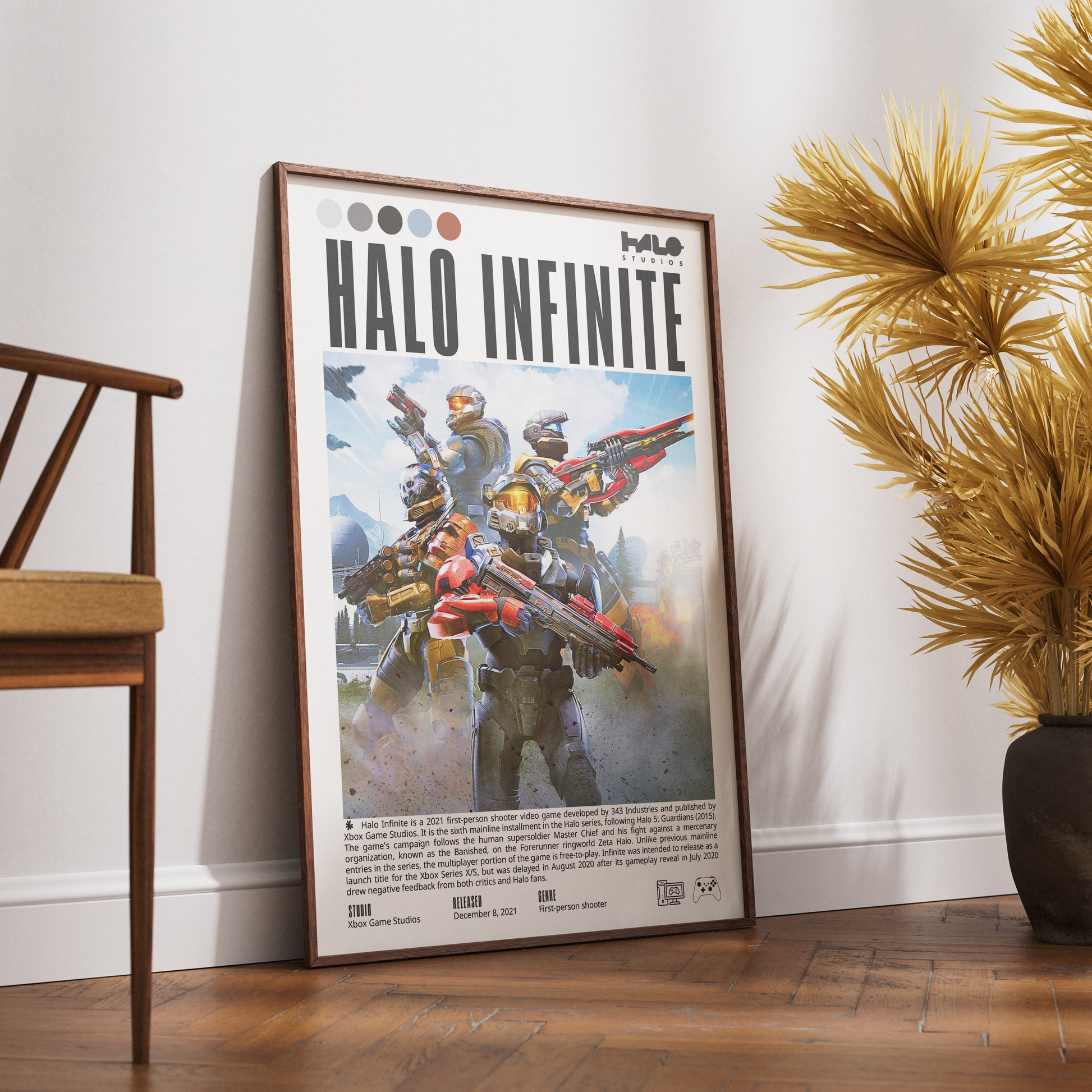 Halo Infinite 2021 FPS poster — Master Chief Banished Zeta Halo grappleshot wall art print UK
