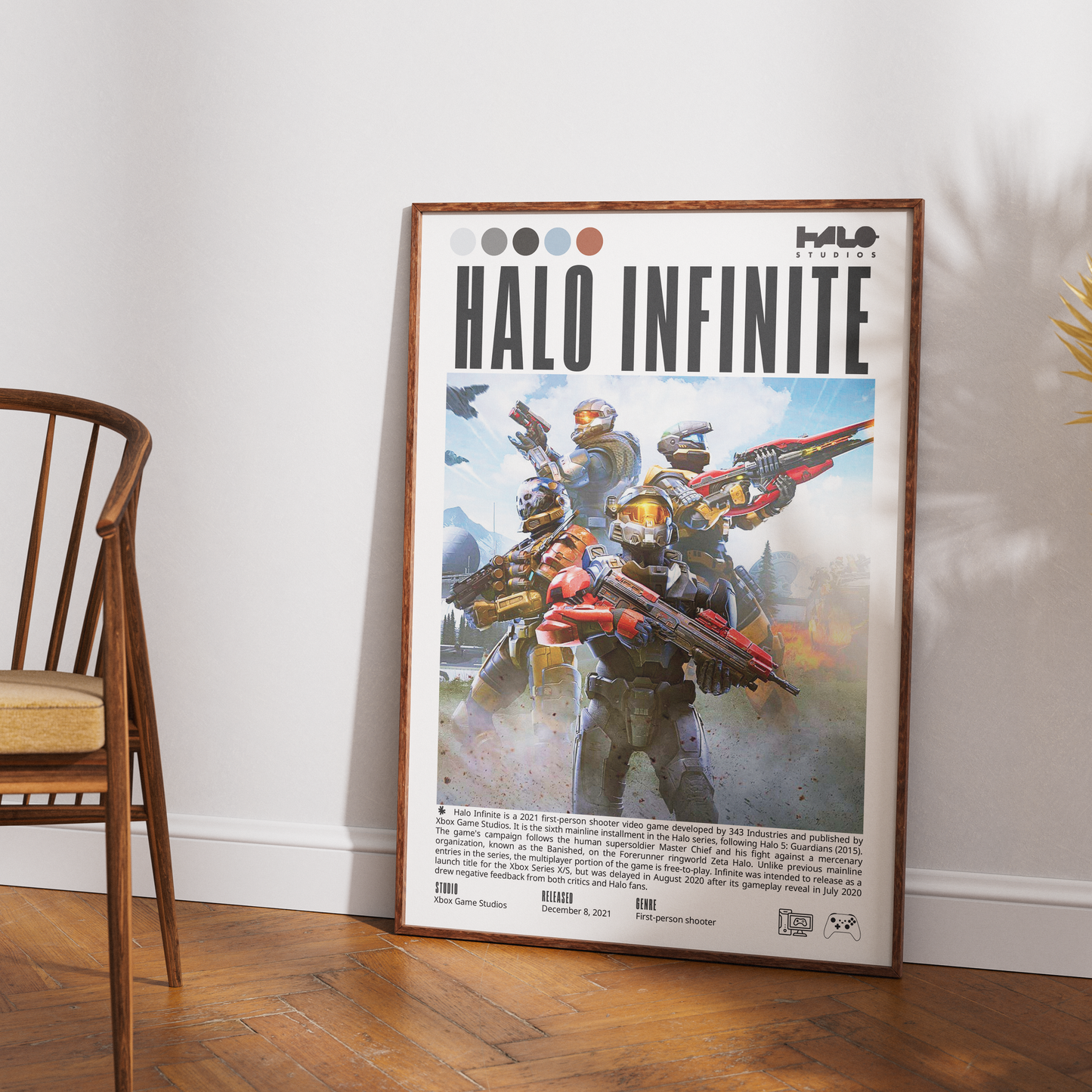 Halo Infinite 2021 FPS poster — Master Chief Banished Zeta Halo grappleshot wall art print UK
