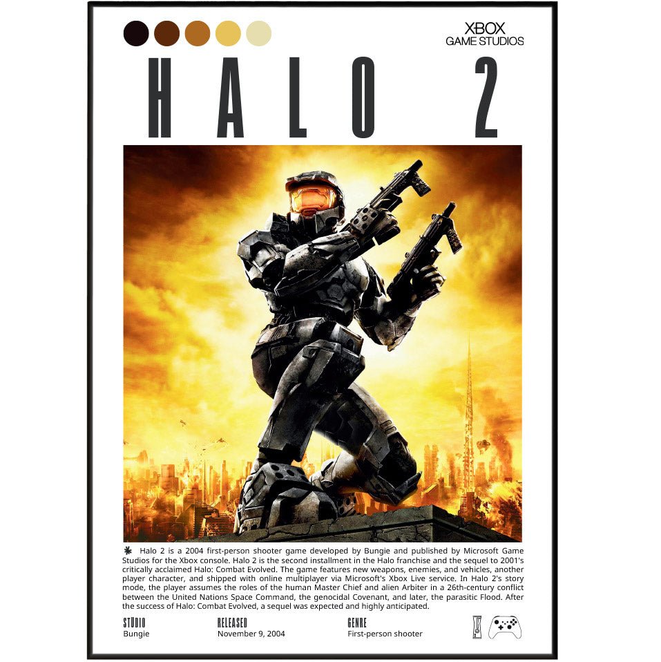 Halo 2 2004 game poster — Bungie Master Chief Arbiter Covenant Xbox Live wall art print UK
 - 98types