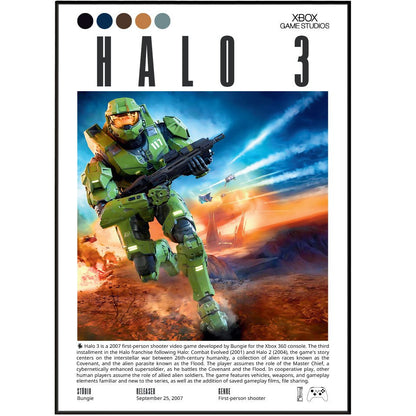 Halo 3 2007 game poster — Bungie Master Chief Cortana Finish the Fight wall art print UK - 98types