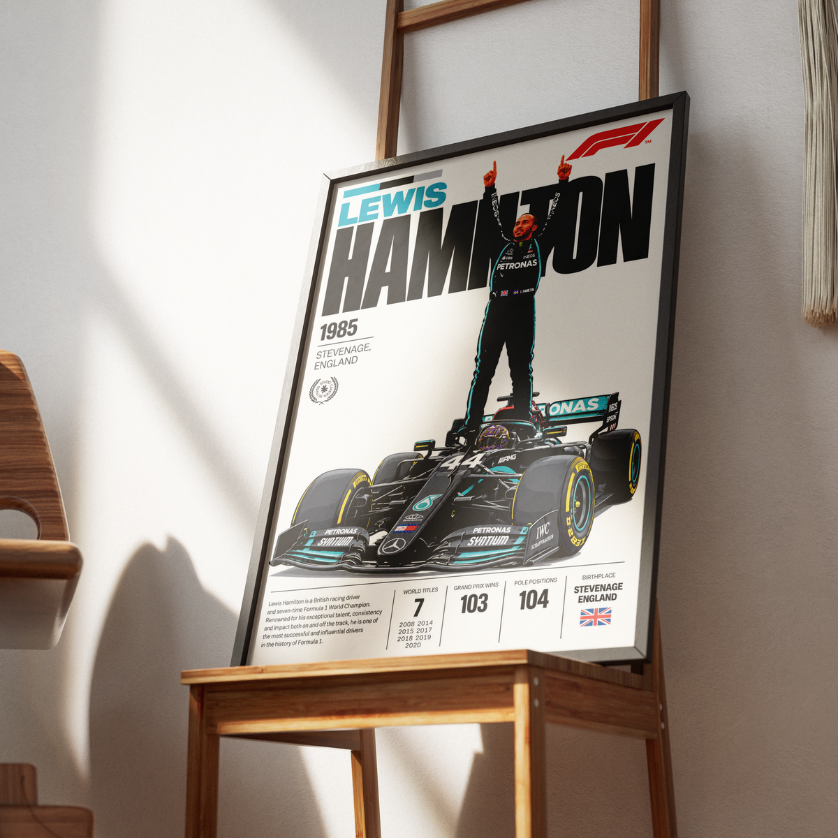 Lewis Hamilton 7x world champion Formula 1 poster – F1 wall art by 98types