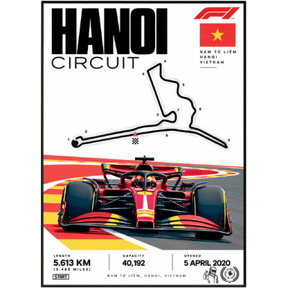 Hanoi Street Circuit Vietnam Grand Prix F1 track poster by 98types