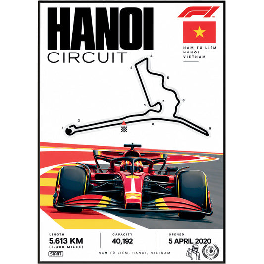 Hanoi Street Circuit Vietnam Grand Prix F1 track poster by 98types