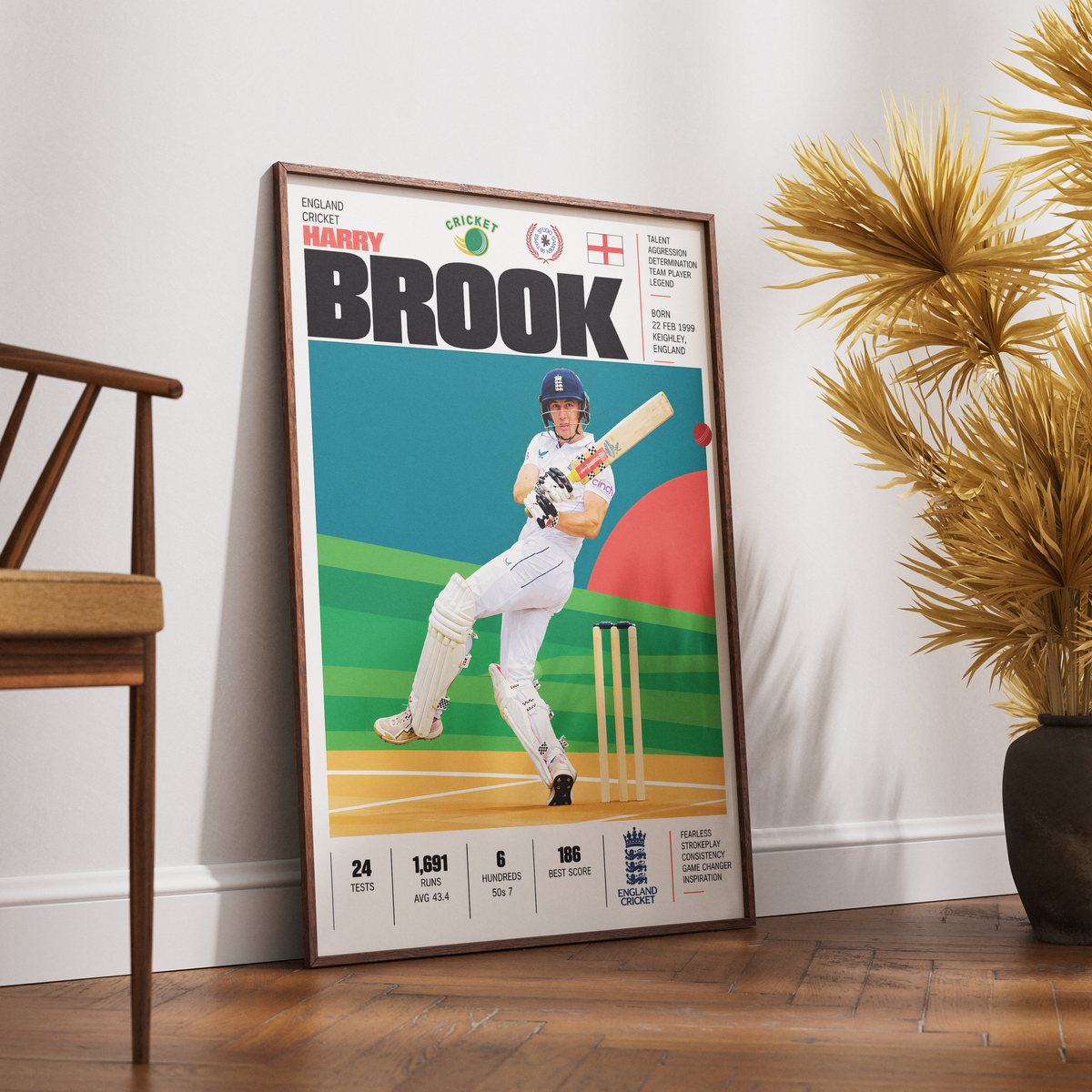 Harry Brook cricket poster wall art print by 98types