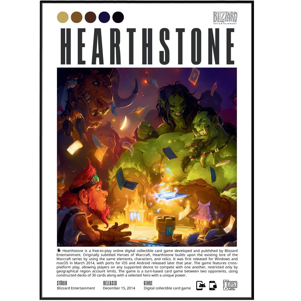 Hearthstone 2014 game poster — Blizzard Warcraft digital card game tavern wall art print UK - 98types