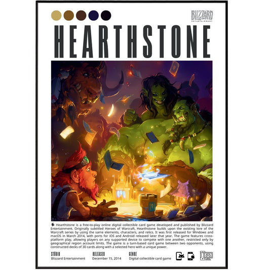 Hearthstone 2014 game poster — Blizzard Warcraft digital card game tavern wall art print UK - 98types