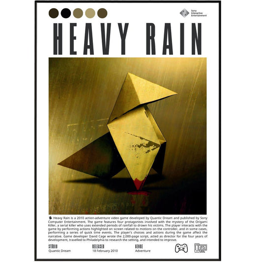 Heavy Rain 2010 game poster — Quantic Dream Ethan Mars Origami Killer interactive drama wall art print UK - 98types