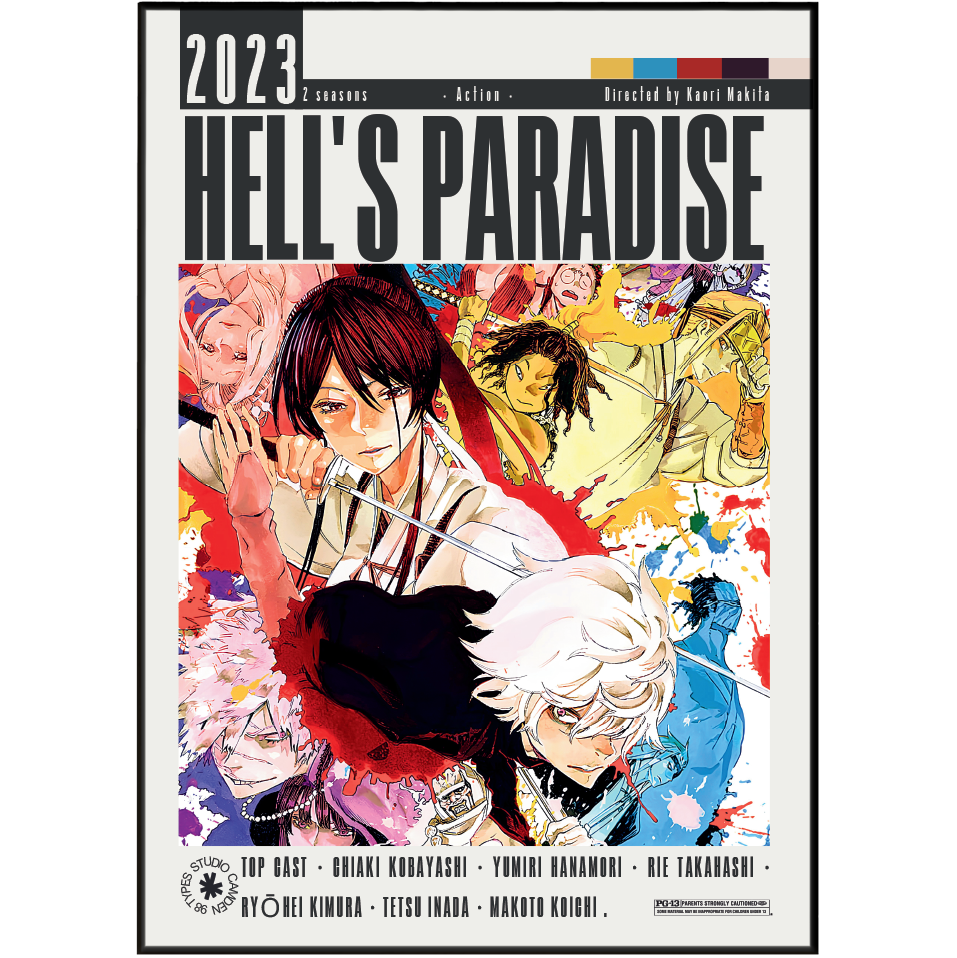 Hell's Paradise Jigokuraku anime poster — Gabimaru Sagiri minimalist wall art print UK