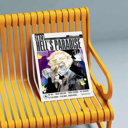 Hell's Paradise Jigokuraku anime poster — Gabimaru Sagiri minimalist wall art print UK