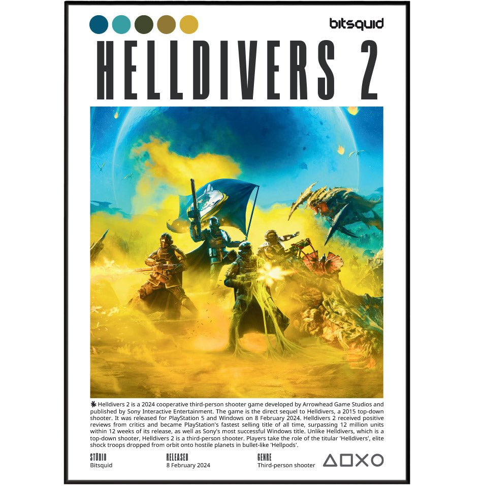 Helldivers 2 2024 game poster — Arrowhead Super Earth democracy Terminids wall art print UK
 - 98types