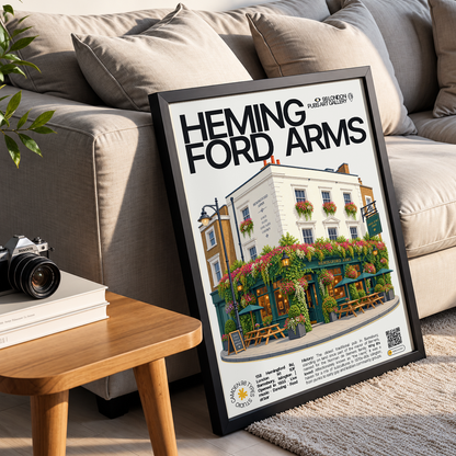 Hemingford Arms poster print Barnsbury, London | ivy-covered Victorian corner pub facade