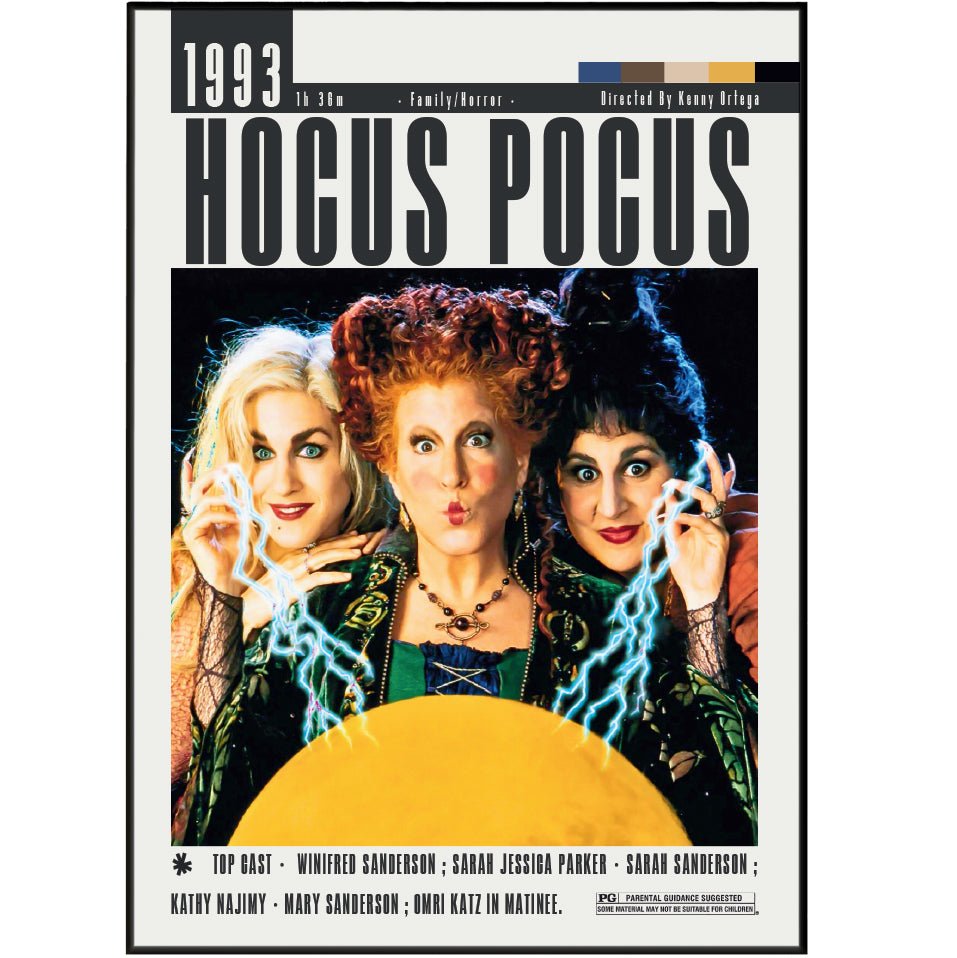 Hocus Pocus 1993 Halloween movie poster — Bette Midler Sanderson Sisters Salem witch wall art print UK
