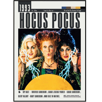 Hocus Pocus 1993 Halloween movie poster — Bette Midler Sanderson Sisters Salem witch wall art print UK
