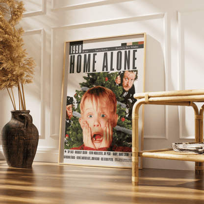 Home Alone 1990 Christmas comedy film poster — John Hughes Macaulay Culkin Kevin McCallister wall art print UK
