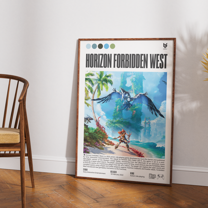 Horizon Forbidden West 2022 action adventure poster — Aloy Pacific West Coast Machines sequel wall art print UK
