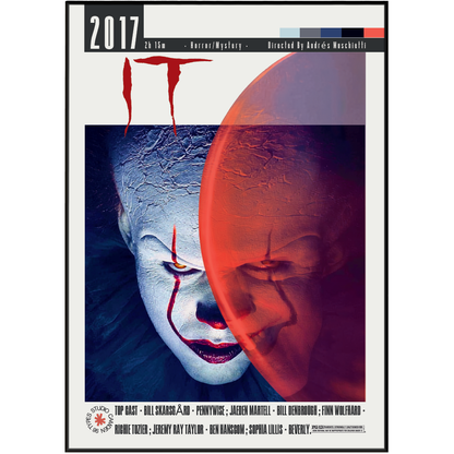 IT 2017 Andy Muschietti film poster print UK — Bill Skarsgard Pennywise Dancing Clown Stephen King horror wall art 260gsm printed in England Camden Market
