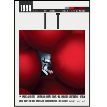 IT 1990 horror TV movie poster — Pennywise Tim Curry Losers Club Derry clown wall art print UK