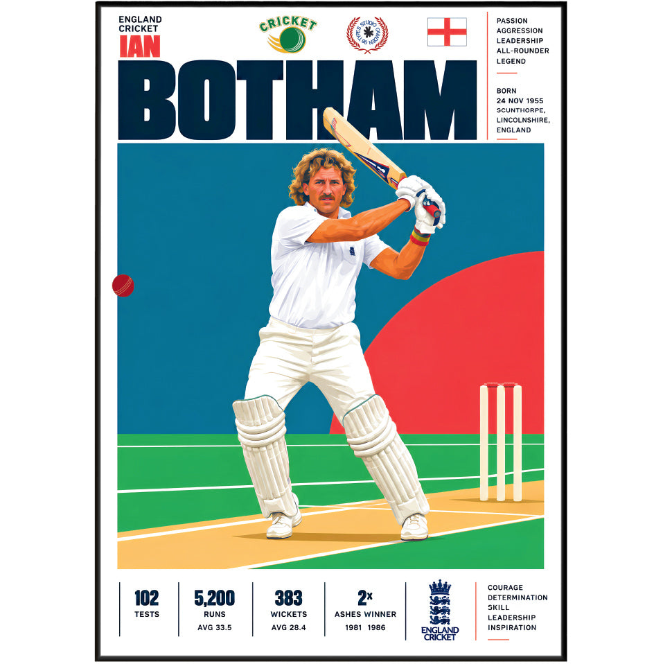 Ian Botham cricket poster wall art print by 98types