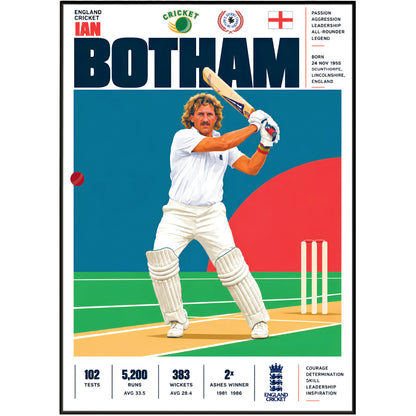 Ian Botham cricket poster wall art print by 98types