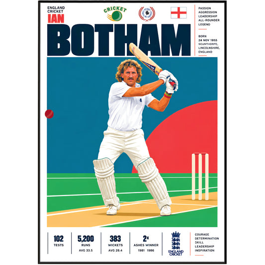 Ian Botham cricket poster wall art print by 98types