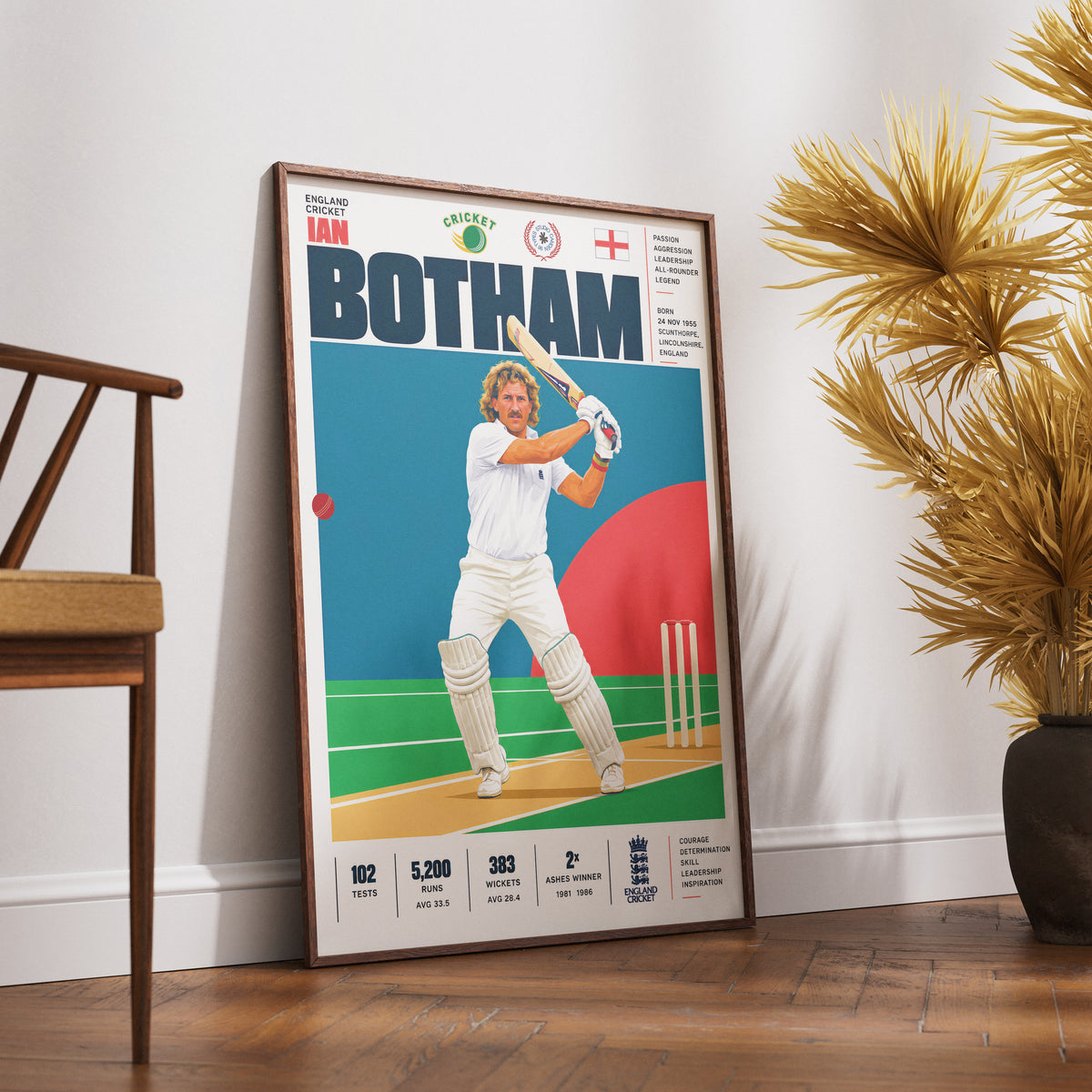 Ian Botham cricket poster wall art print by 98types