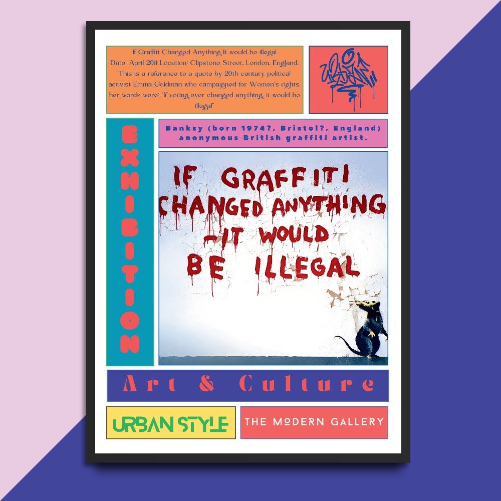 If Graffiti Changed Anything It Would Be Illegal street art poster — meta statement urban wall art print UK
