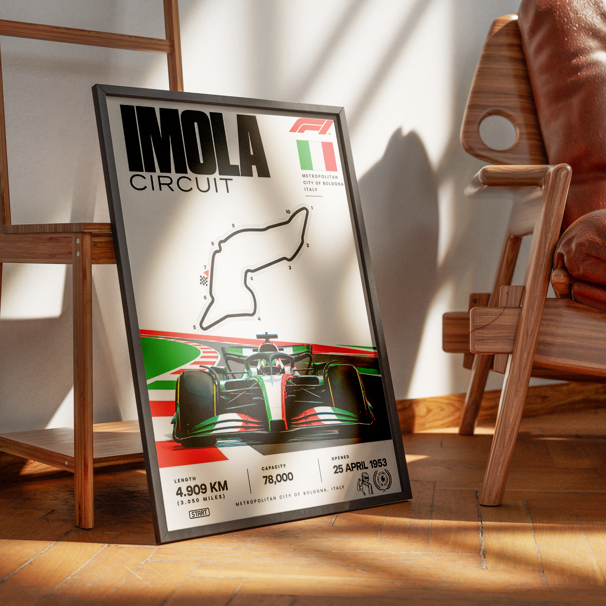 Imola Autodromo Enzo e Dino Ferrari F1 track poster by 98types
