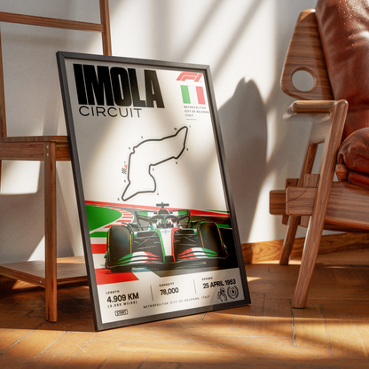 Imola Autodromo Enzo e Dino Ferrari F1 track poster by 98types