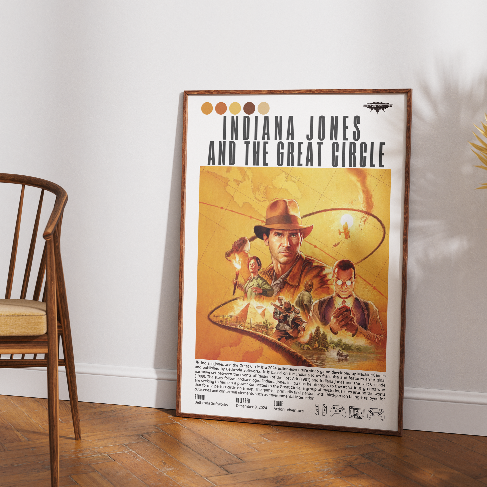 Indiana Jones and the Great Circle 2024 poster — MachineGames Harrison Ford Indy adventure wall art print UK
