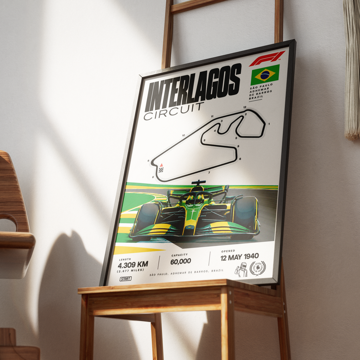 Interlagos Sao Paulo Brazilian Grand Prix F1 track poster by 98types