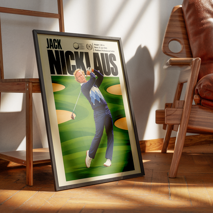 Jack Nicklaus poster, American golf wall art print in a study - 98types